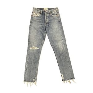 AGOLDE Jamie High Waist Classic Fit Jeans High Rise Medium Wash Distressed 25 0